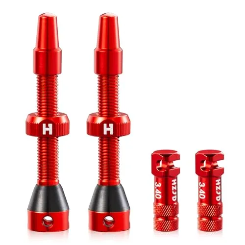 HZJD 2 Stück Presta Tubeless Ventile, Rot, Tubeless Vorbau, Integriertes Kernspeichenausbauwerkzeug(44 mm)