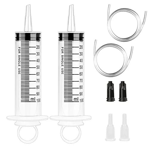 Stück Spritzen 100ml Kunststoff Spritze mit Schlauch Dosierspritze mit Adapter spritze für Motoröl, Garten, Flüssigkeit, Tierfütterung (2 Stück 100ML) 2