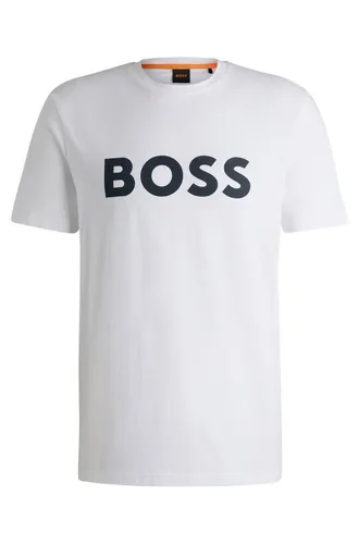 BOSS ORANGE Longsleeve T-Shirt mit Logoprint - Gerade weiß XXXL - Herren-Shirts aus 100% Baumwolle, bequem und stylisch mit auffälligem Logoprint für einen lässigen Look.