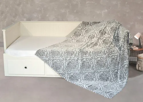 Wohndecke Kaschmirtouch Ornamente, KiNZLER, grau in grau von Kinzler