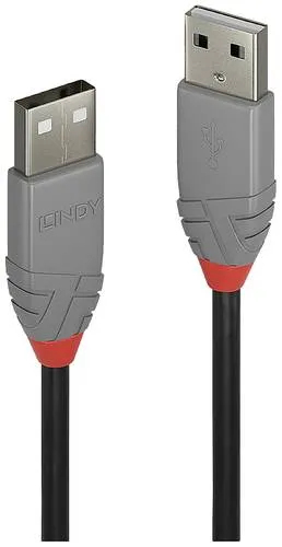 LINDY USB-Kabel USB 2.0 USB-A Stecker, USB-A Stecker 0.50m Schwarz, Grau 36691