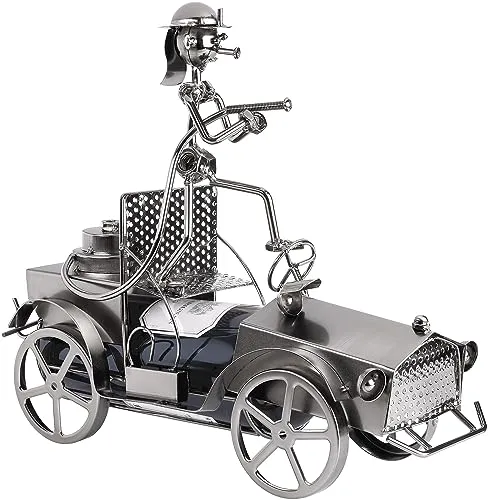 BRUBAKER Weinflaschenhalter Feuerwehrwagen – Metall Löschzug mit Feuerwehrmann