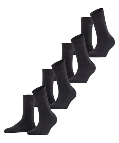 ESPRIT Damen Socken Solid W So Baumwolle einfarbig Multipack, Grau Anthracite Melange 3080, 36-41