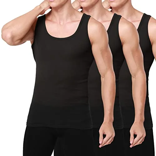 Smart Sir Unterhemd Herren 3er Pack 100% Baumwolle Tank Top Männer Schwarz