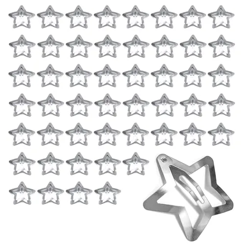 Stern Haarspangen Silber 50 Stk Star Hair Clips Haarspange Sterne Haarklammern Metall Haarclips Haarschmuck für Mädchen Damen