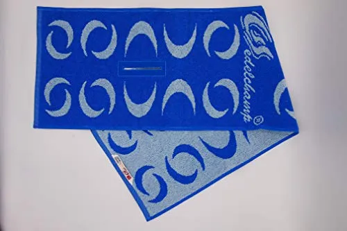 Saunaschal Hiki für Aufgussmeister – Hygienisches Aufgusszubehör mit Fixierschlitz | 100% Baumwolle | Professionelles Saunapersonal-Tuch | 30×120 cm | Zwei Blautöne | Schnell trocknend & saugfähig