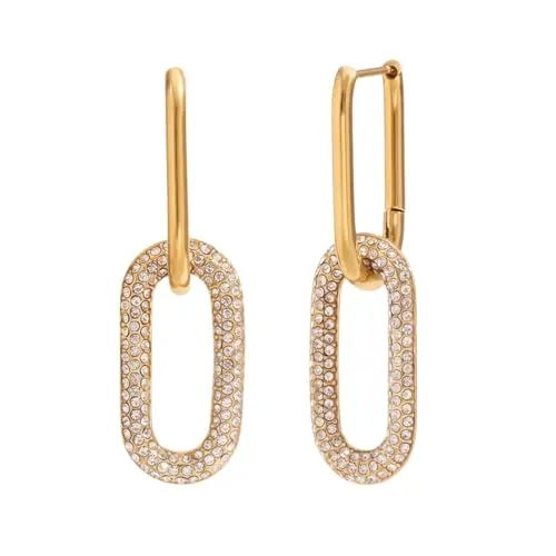 Karma NH10739246 Damenohrringe Edelstahl 4,2 cm mit Zirkon Ohrringe Edelstahlohrringe Hängeohrringe Damenschmuck Geschenk für Sie hypoallergen wasserfest