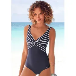 Badeanzug LASCANA Damen Gr. 38 Cup D - Bademode mit Shaping-Effekt für eine figurschmeichelnde Silhouette. Hergestellt aus nachhaltigem, recyceltem Material in marine-weiß gestreift.