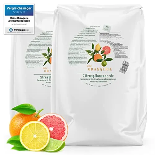 Meine Orangerie Zitruserde 20 L - Spezialerde für mediterrane Pflanzen - 🌱 IDEALE WASSERREGULIERUNG - Unsere Zitruserde sorgt für die perfekte Feuchtigkeitsbalance für Ihre mediterranen Kübelpflanzen. 🌱 OPTIMALE BELÜFTUNG - Mit Holzfasern für eine gesunde Wurzelentwicklung bei Olivenbaum, Oleander und Co. 🌱 LANGFRISTIGE STRUKTUR - Stabilität für ein gesundes Pflanzenwachstum.