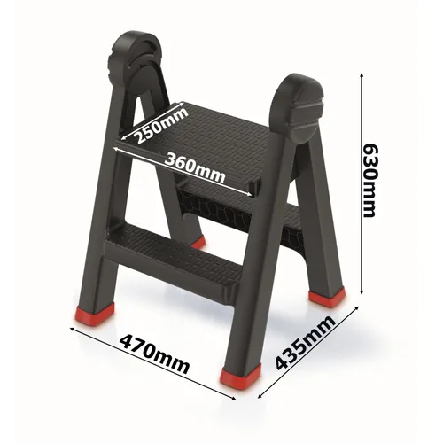 Klappleiter Sprossenleiter Rutschfest bis 150 kg Doppelseitige Klapptritt 2 Stufen Schwarz kleine Zweiseitige Klappbar Leiter Werkstattausrüstung