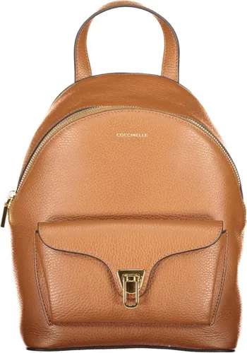COCCINELLE Beat Generatio Backpack - Hochwertiger Freizeitrucksack aus 100% Rindsleder in Cognac braun, verstellbar und perfekt für stilbewusste Damen.