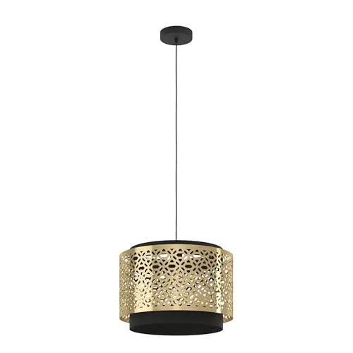 EGLO Hängeleuchte SANDBACH Pendellampe - Hängeleuchten im Retro-Design, ideal für stilvolle Wohnzimmer, mit hochwertigem Stahl und eleganter Kombination aus Schwarz und Messing.