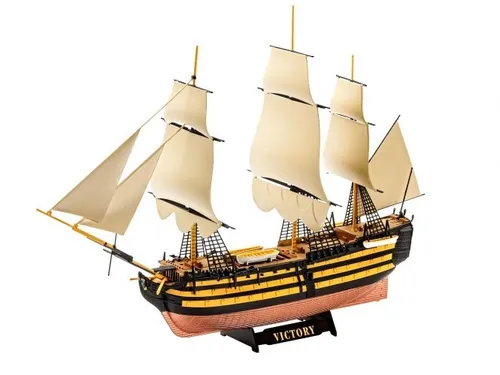 Revell 80-5819 Modellbausatz Schiff 1:450 - HMS Victory, einfacher Zusammenbau mit einteiligen Masten und authentischen Abziehbildern für detailgetreue Nachbildung