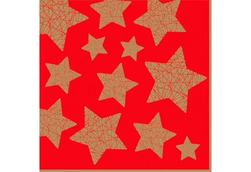 ti-flair Papierserviette, Servietten Papier 33x33cm mit Sternen Motiv 20 Stück Rot / Gold