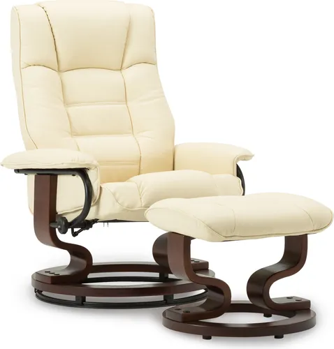 MCombo Relaxsessel mit Hocker - 360° drehbarer Fernsehsessel mit Liegefunktion in Weiß - Komfortabler Relaxsessel mit Hocker für entspannende Momente. Ergonomisches Design, drehbar und mit verstellbarer Rückenlehne für individuellen Komfort. Robuste Bauweise und elegantes Aussehen für jedes Wohnzimmer.