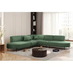 Ecksofa Designersofa VALENCIA in Stoff Scala Forest in grün von Fun Möbel