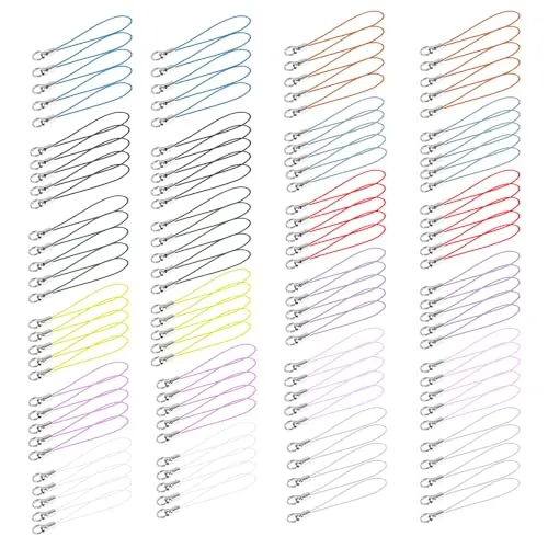 UMCHU 120 Stück Schlüsselringe,Finger Lanyard Small Handschlaufe,Schlüsselfinder sowie Ausweishüllen,für USB Laufwerk, Schlüsselanhänger, Brieftasche, MP3, Kamera, Abzeichen (Geschlungene Schnur-120)