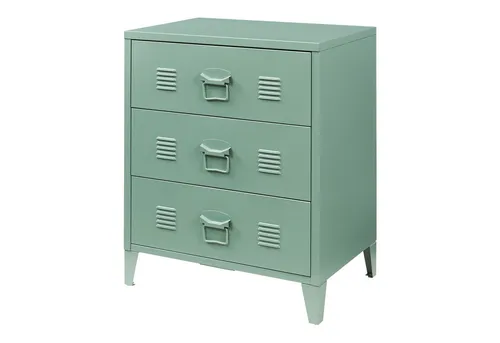 [en.casa] Hämeenlinna Metallschrank mit 3 Schubladen in grün von en.casa