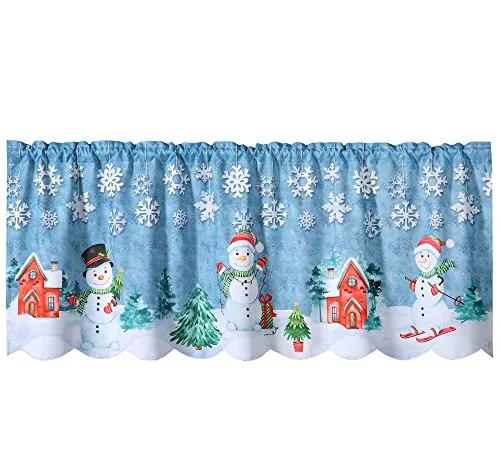 heimtexland ® Scheibengardine Winter Deko Gardine 45x120 Weihnachten Fensterdekoration Schneemann Typ651