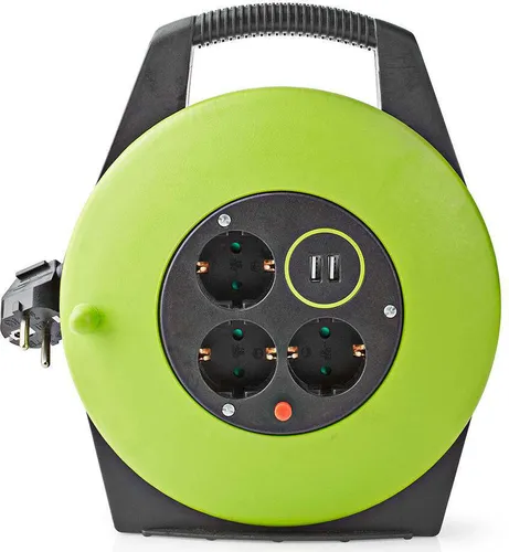 Nedis Kabeltrommel 10M mit USB-Anschlüssen in grün von Nedis