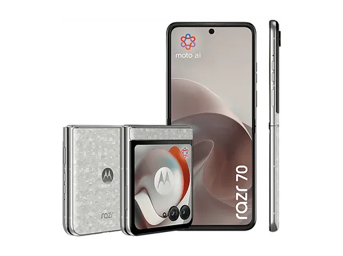 MOTOROLA razr 70 256 GB Bright White Dual SIM - Stylisches Klapphandy mit 8 GB RAM und 256 GB Speicher. Ideal für Multitasking und Unterhaltung, bietet es eine kompakte Bauweise und innovative Funktionen.