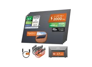 Solarway® All In One Balkonkraftwerk 2000W mit Speicher - Komplettes Solaranlagen-Set mit 2,7 kWh Anker Solix 3 PRO Speicher und 500W bifazialen Solarmodulen für eine einfache Installation und effiziente Energiegewinnung.
