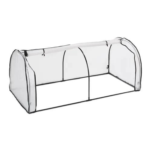 Frühbeet Foliengewächshaus Hochbeetaufsatz 80 cm - Garten-Zubehör mit regulierbaren Belüftungsöffnungen für optimales Pflanzenwachstum, leicht und robust aus Polyethylen und Metall.