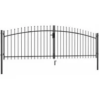 vidaXL Doppelflügel-Gartentor mit Speerspitzen 400 x 150 cm - Gartenzäune: Hochbelastbares, pulverbeschichtetes Stahl-Gartentor mit Speerspitzen für maximale Sicherheit und Stil, ideal für Ihren Garten oder Innenhof.