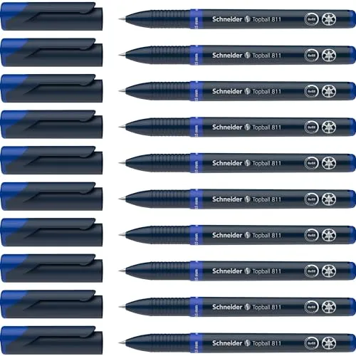 Schneider Topball 811 Tintenroller (Wechselmine, 0,5 mm) 10er Packung blau