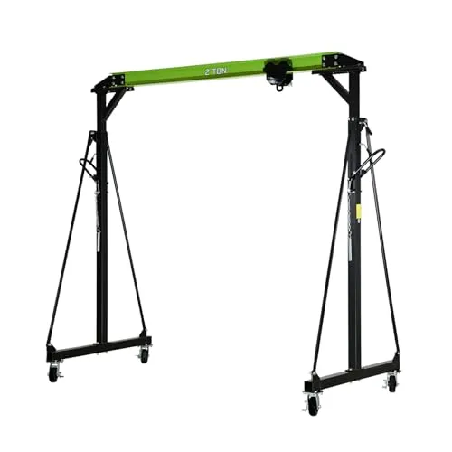 TRUTZHOLM Werkstattkran Portalkran 2t mit Laufkatze - Mobiler Portalkran mit einer Tragkraft von bis zu 2 Tonnen und höhenverstellbar von 2,4 m bis 3,6 m. Robuste Stahlkonstruktion mit pannensicheren Vollgummirädern für einfache Mobilität und präzise Lastenpositionierung.