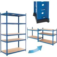 ECD Germany Schwerlastregal Blau 200x100x50 cm - Werkstatteinrichtung mit 5 höhenverstellbaren MDF Regalböden, je 175 kg Tragkraft - ideal für Keller, Lager oder Werkstatt.
