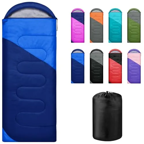 Yarmiene Schlafsack 3-4 Jahreszeiten,Schlafsack Outdoor für Erwachsene und Kinder, Schlafsäcke für Tragbare Rechteckige Weich Dick und Warm Outdoor, Camping, Wandern, Reise, Grün+Blau