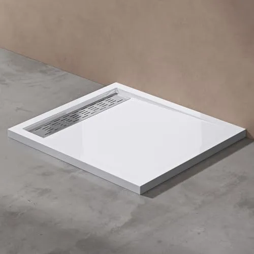 doporro Duschwanne Xetro04 - Rechteckige Acryl Duschtasse - Duschwannen aus Acryl mit nahtlosem Design und integriertem Gefälle für schnellen Wasserabfluss, ideal für barrierefreie Montage und hohe Sicherheit.