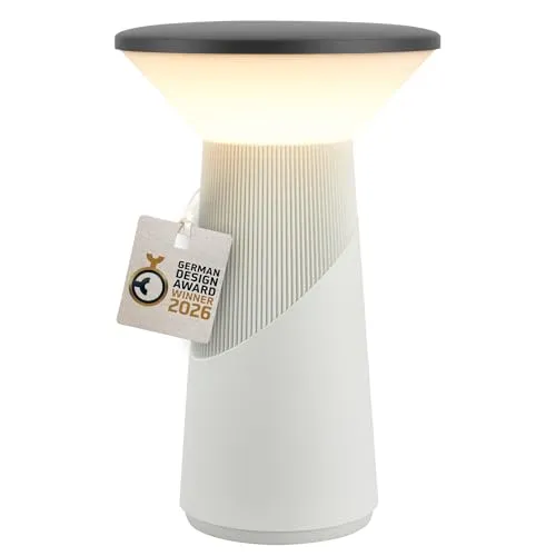 BRILONER Pilia LED Tischlampe kabellos - Preisgekröntes Design - Die PILIA LED Tischlampe vereint modernes Design und Funktionalität. Mit dimmbarem warmweißem Licht und bis zu 24 Stunden Leuchtdauer ist sie ideal für Wohn- und Außenbereiche.