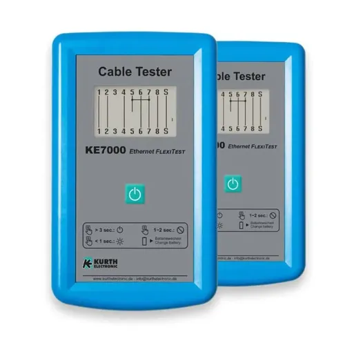 KURTH KE7000 Set - LAN Kabeltester für präzise Netzwerkanalysen - Kabel- und Verdrahtungstester, kostengünstig und robust, ideal für die schnelle Fehlersuche in Netzwerken bis 150 m.