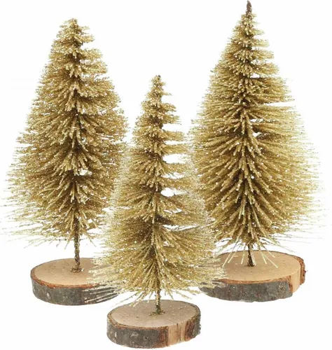 Goldene Mini Tannenbäume Tischdeko Weihnachten H7cm 6er Set, 6 Stück