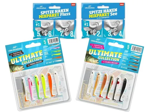 Lieblingsköder Kunstköder 5 cm - Barsch Starter-Set - Kunstköder - Ideal für Einsteiger, mit 5 cm Ködern und passenden Jigköpfen für erfolgreichen Barschfang in klaren und trüben Gewässern.