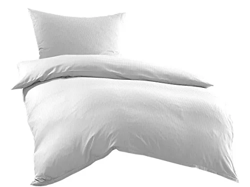 Bettwäsche mit Stil Mako-Satin Damast Streifen 135x200 cm - Hochwertige Mako-Satin Damast Bettwäsche mit 4mm Streifen aus 100% Baumwolle. Angenehm weich und edel, ideal für entspannte Nächte. Verdeckter Reißverschluss für eine ansprechende Optik.