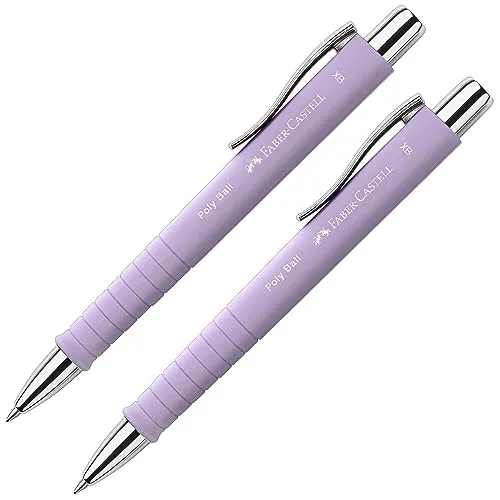 Faber-Castell 205090 - Kugelschreiber Poly Ball sweet lilac, 2 Stück, mit auswechselbarer XB Mine, dokumentenecht