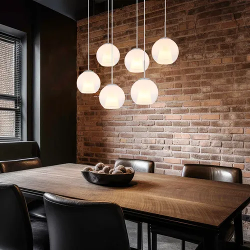 Hängeleuchte Esszimmerlampe 6-Flammig mit Kristallen und Glaskugeln - Elegante Pendelleuchte für das Esszimmer, mit 6 E27-Fassungen und hochwertigem opal Glas, sorgt für ein stilvolles Ambiente und optimale Beleuchtung.