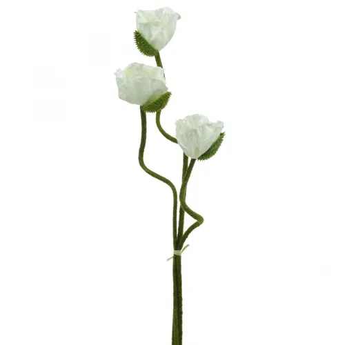 Kunstblume Mohnblume Weiß 3er-Set 55/60/70cm Dekoblume Klatschrose, 3 Stück