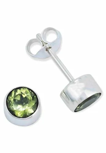 Ohrstecker 925 Silber Peridot leuchtend grüner Stein Edelstein Ohrringe echt Silber Damen Sterling Silber Stecker Geschenk(MOS-038-59)