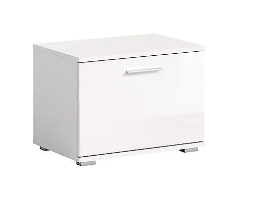 xonox.home X98A9631 Sitzbank - Drohnen-Zubehör: Sitzbank mit modernem, pflegeleichtem Design in Hochglanz weiß, ideal für eine stilvolle Garderobe und platzsparende Ordnung.