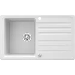 Granit Spüle Küchenspüle Einbauspüle Auflage Spülbecken Küche reversibel Weiß - Sanitäranlagen & Zubehör – Hochwertige Einbauspüle mit 80% Quarzanteil, reversibel und ideal für moderne Küchen.