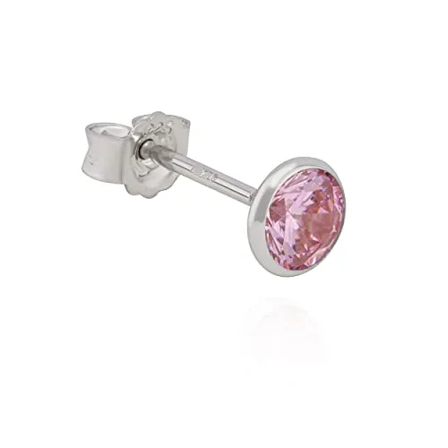 NKlaus Einzel Kelch Ohrstecker 925 Silber anlaufgeschützt 5mm Zirkonia Rose Ohrring 11217