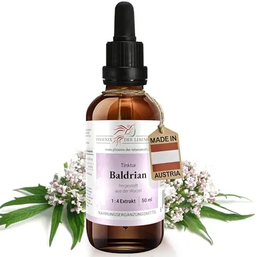 Baldrian Tinktur 50ml | Valeriana officinalis Tropfen (1:4 Extrakt) | Top Premium Qualität aus Österreich | Veganes Nahrungsergänzungsmittel ohne Zusatzstoffe | Baldrianwurzel, Katzenkraut