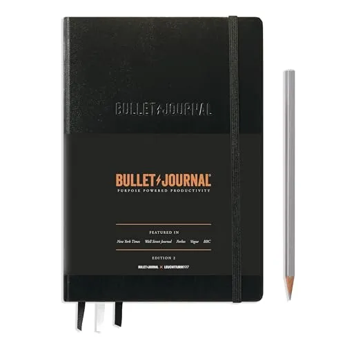 Leuchtturm1917 Notizbuch Bullet Journal 363572 A5, schwarz - Blöcke & Formulare - Bullet Journal Edition mit Inhaltsverzeichnis, 3 Lesezeichen und 120 g/m² Papier für optimale Langlebigkeit und Organisation.