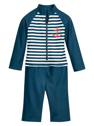 Playshoes UV-Schutz Einteiler Unisex Kinder Badeanzug - Einteiliger Badeanzug für Jungen mit hohem UV-Schutz UPF 50+, ideal für sichere Sommertage am Meer oder im Schwimmbad. Schnelltrocknendes Material und Kinnschutz sorgen für ungetrübten Badespaß.