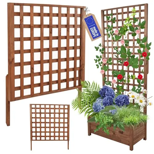MODO24 Rankgitter aus FSC®-zertifiziertem Holz für Pflanzkübel – 94x80 cm, Braun