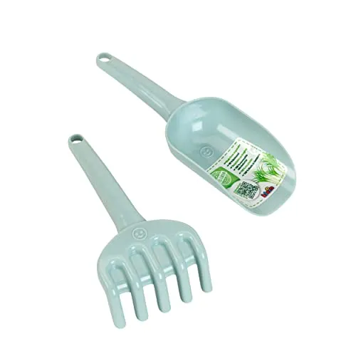 Theo Klein 7661 Klein goes Bio - Set Mehlschaufel und Sandrechen | Buntes Sandkasten-Set aus Biokunststoff | Mit Schaufel und Rechen | Spielzeug für Kinder ab 1 Jahr